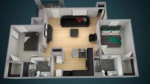 Floor plan Two Bedroom Two Bath