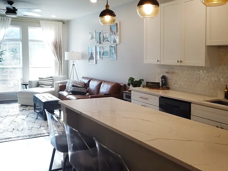 Kitchen and living room perfect for entertaining!