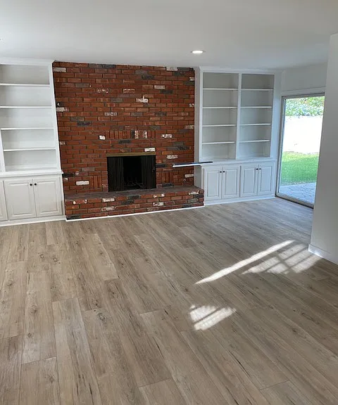 Family room with fireplace