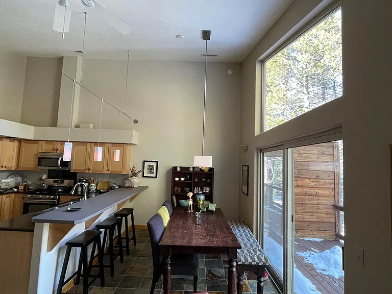 Lots of space for dining while watching the snow fall.