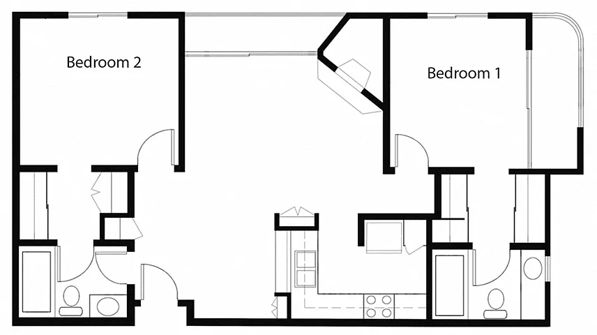Floor plan 2BR 2BA - FLOOR PLAN D - 1441 MIDVALE