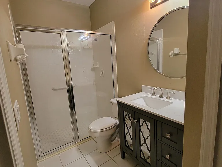 Guest Bathroom with new vanity and mirror
