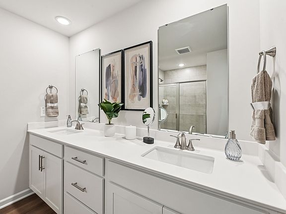 Primary bathroom in the Taylorsville floorplan at a Meritage Homes community in Mebane, NC.