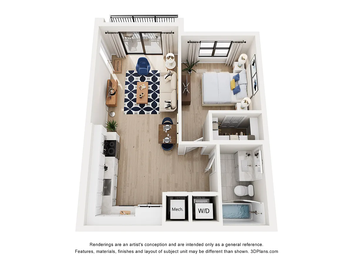 Floor plan A2 | 1 Bed | 1 Bath
