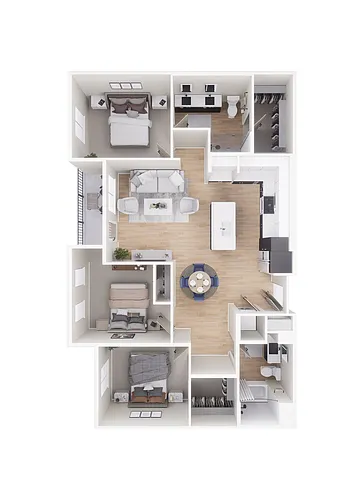 Floor plan 3BD, 2BTH C1