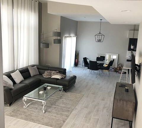 Living room and dining area