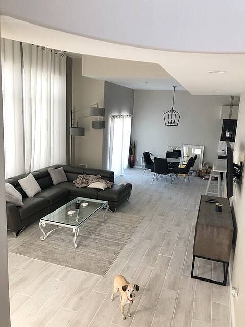 Living room and dining area