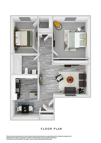 Floor plan Two Bedroom One Bath