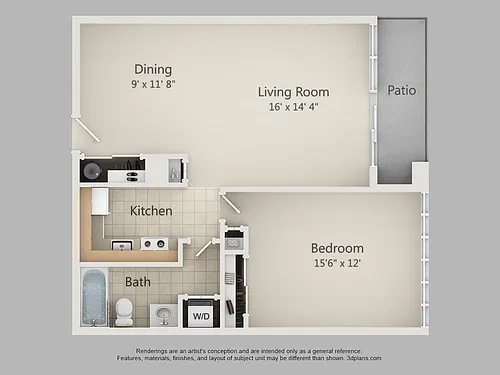 Floor plan 1-Bedroom 1-Bathroom