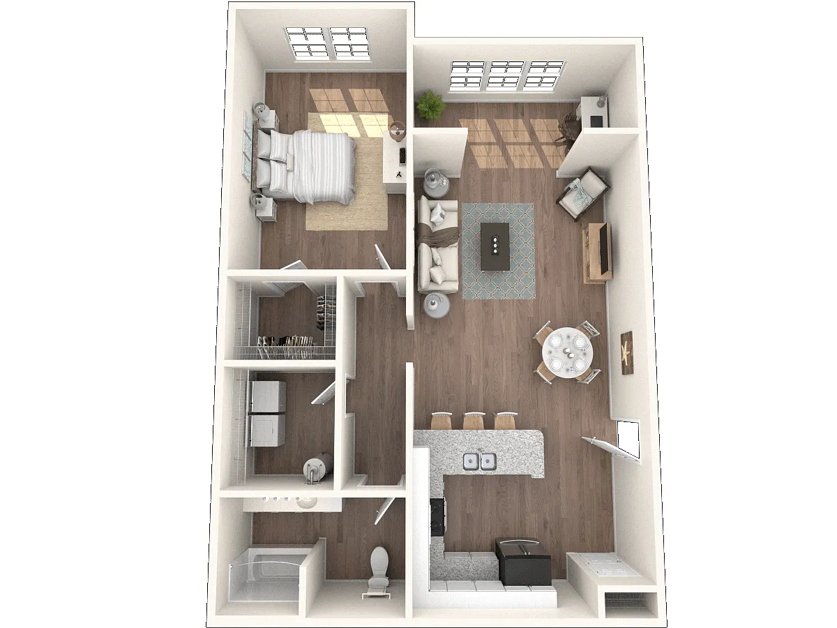Floor plan One Bedroom with Sunroom