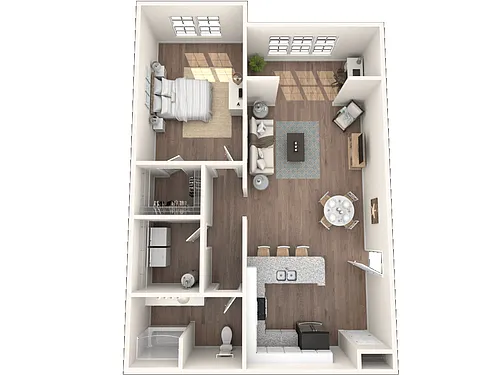 Floor plan One Bedroom with Sunroom