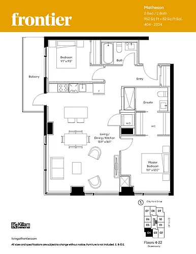 Floor plan Two Bedroom 2 Bed 2 Bath