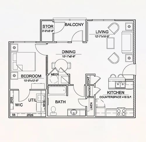 Floor plan 1 X 1