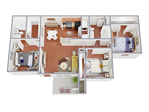 Floor plan 3 Bed, 2 Bath