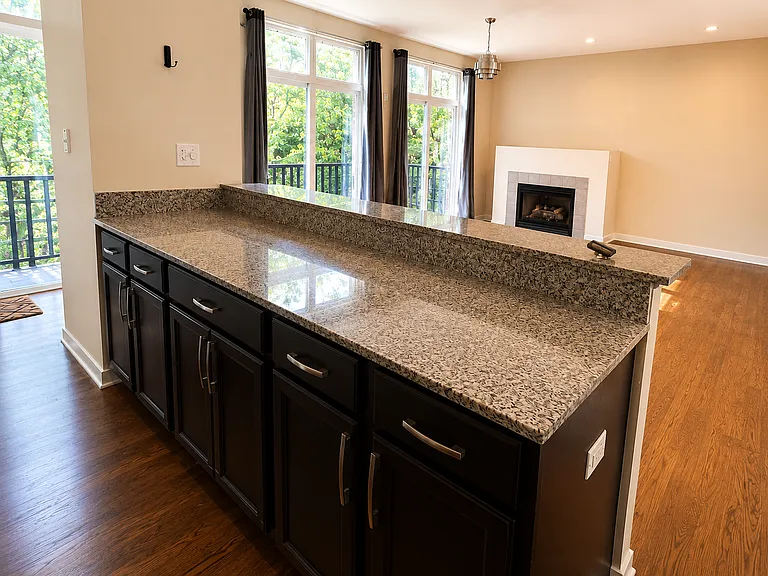 Granite countertops
Large center island with seating