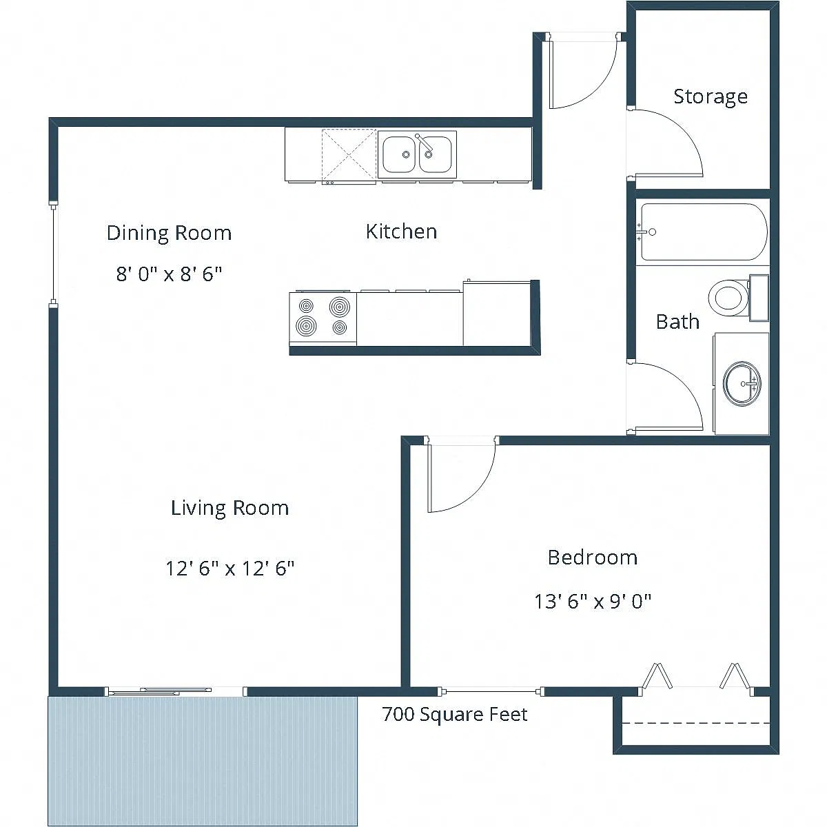 Floor plan One Bedroom 11B