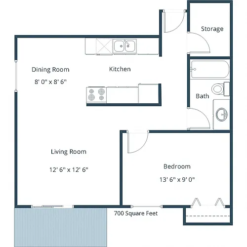 Floor plan One Bedroom 11B