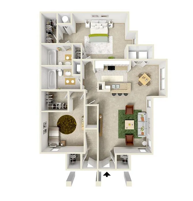 Floor plan 2 Bed/2 Bath Upstairs
