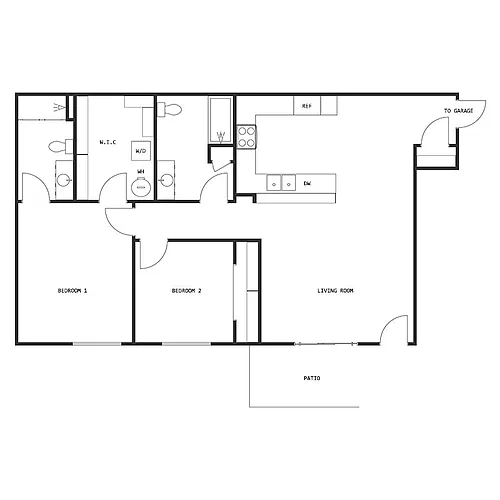 Floor plan 2 BED 2 BATH LOWER