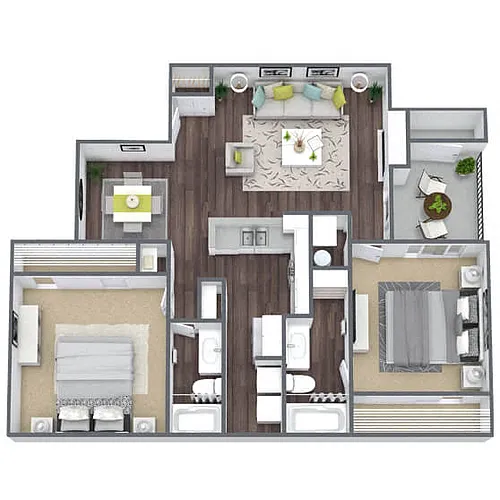 Floor plan B2: 2 Bed 2 Bath