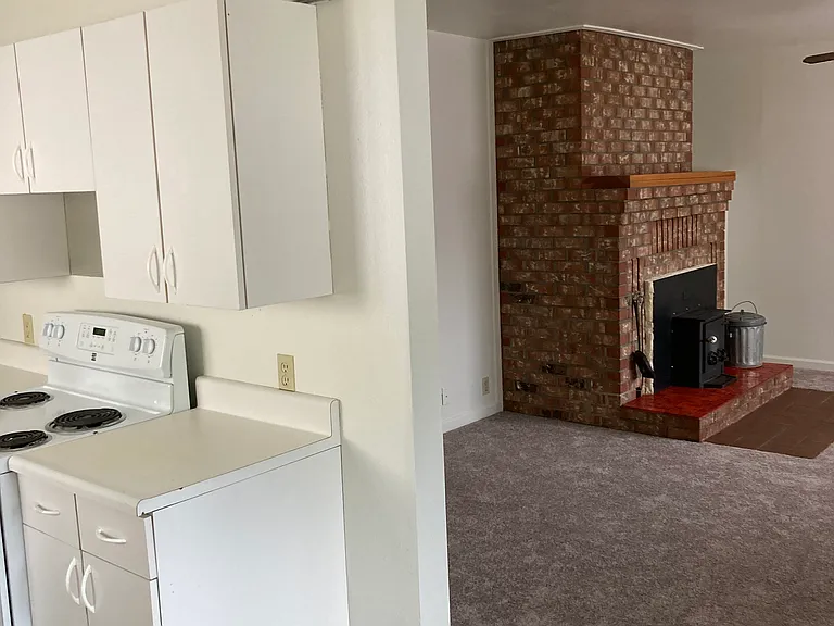 looking from kitchen to living room