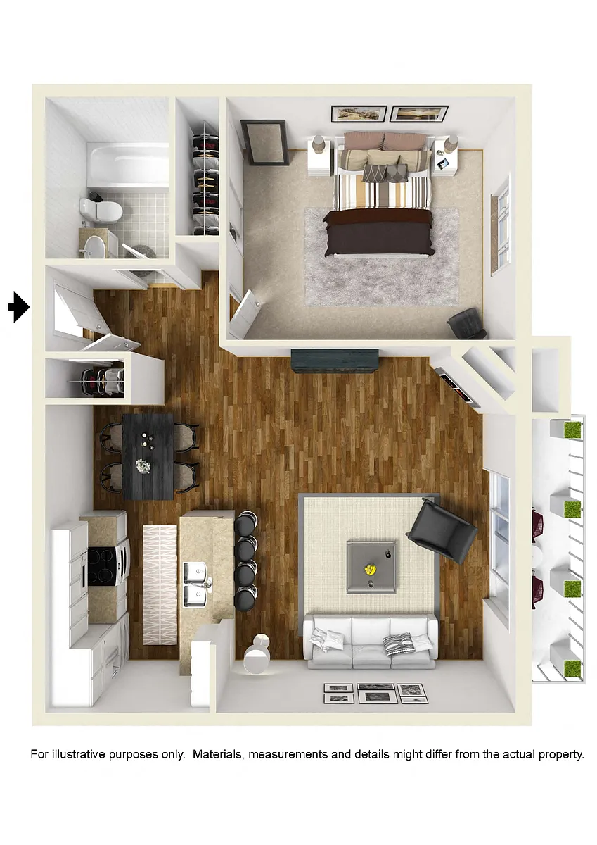 Floor plan One Bed One Bath