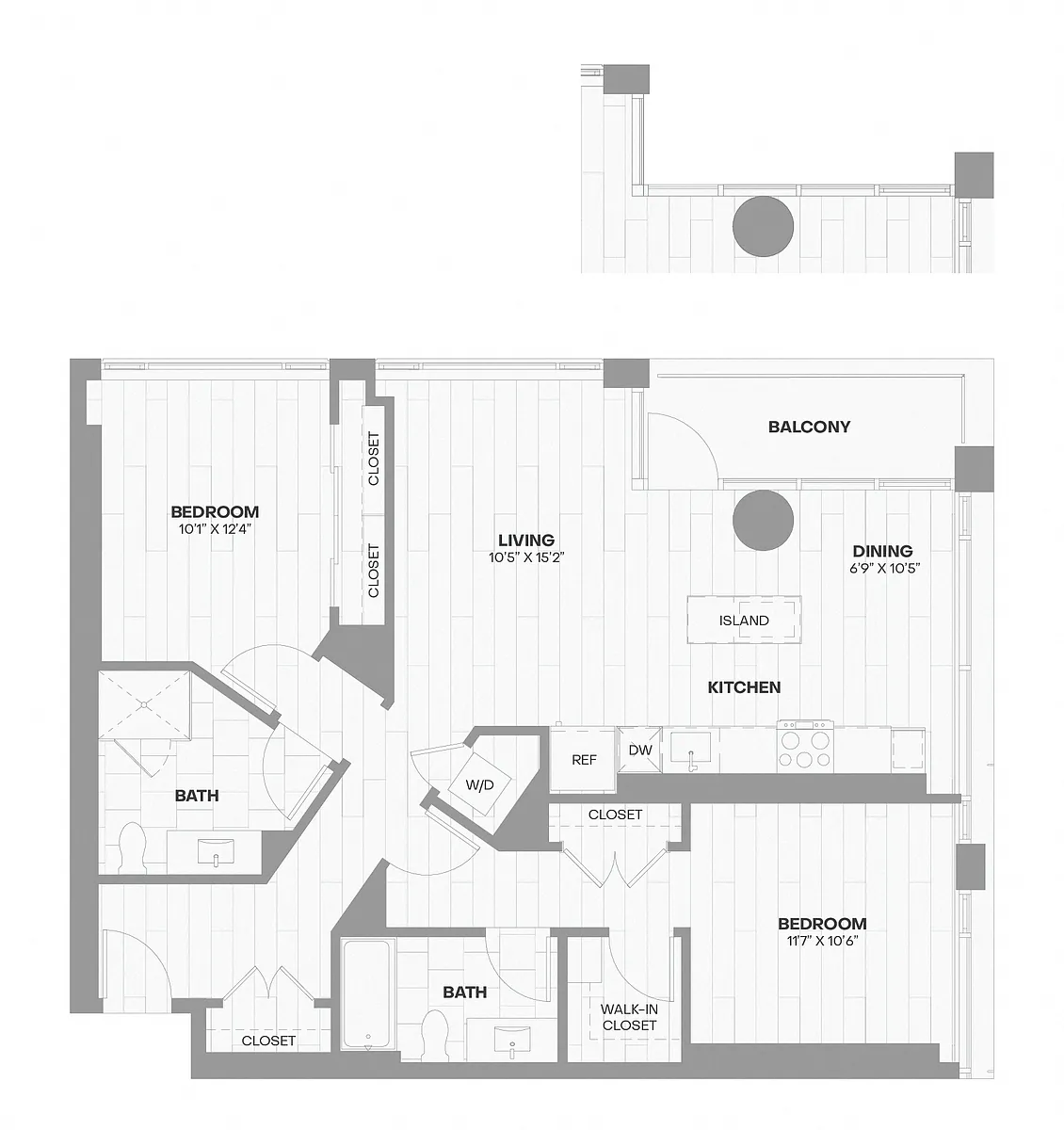Floor plan 2 Bed/2 Bath-719