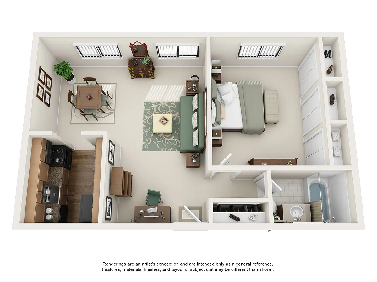 Floor plan Medium One Bedroom
