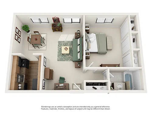 Floor plan Medium One Bedroom