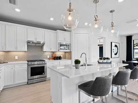 Model Representation Thoughtfully designed gourmet kitchen with stainless appliances stylish back