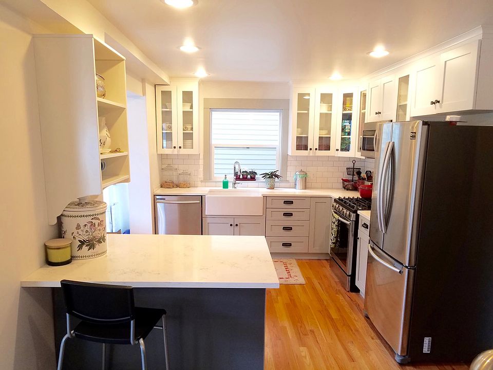 View of kitchen from living area