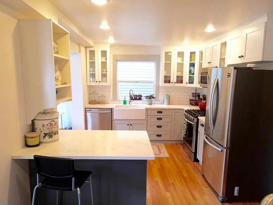 View of kitchen from living area