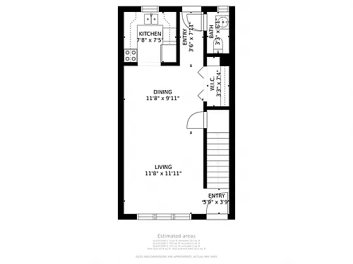 Floor plan 2 BD Townhome - Updated Flooring