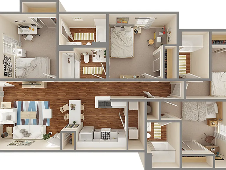 University Trails College Station 4x4 Floor Plan University Trails College Station 4x4 Floor Plan