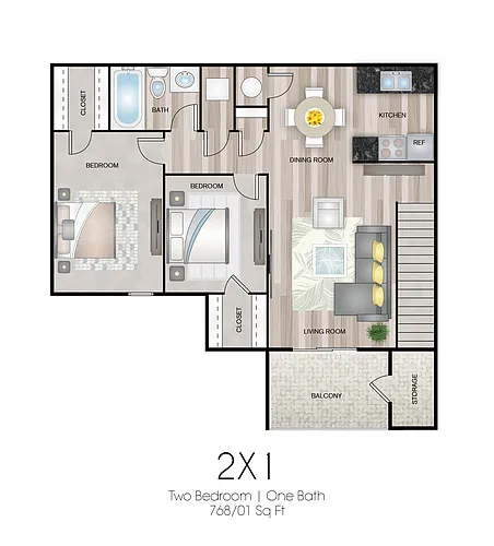 Floor plan 2-1A