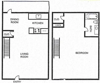 Floor plan A3 - Deluxe 1BR Townhome