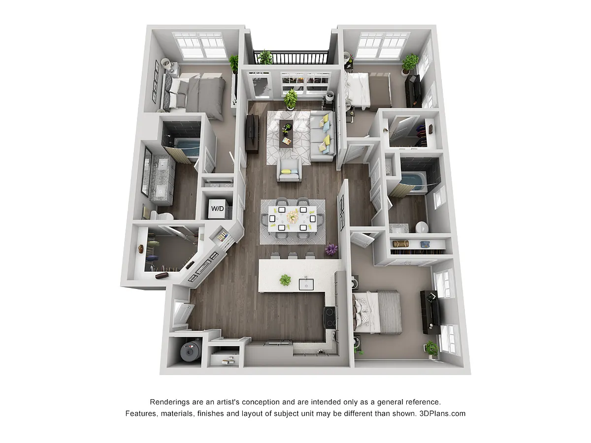 Floor plan D4 3 Bedroom 2 Bath