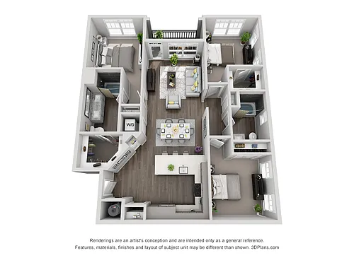 Floor plan D4 3 Bedroom 2 Bath