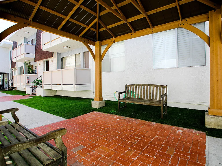 Courtyard gazebo and seating area.