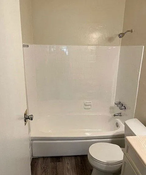 Bathroom in apartment at Los Robles in Pasadena, California.