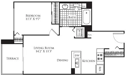 Floor plan 1 Bedroom FP 29