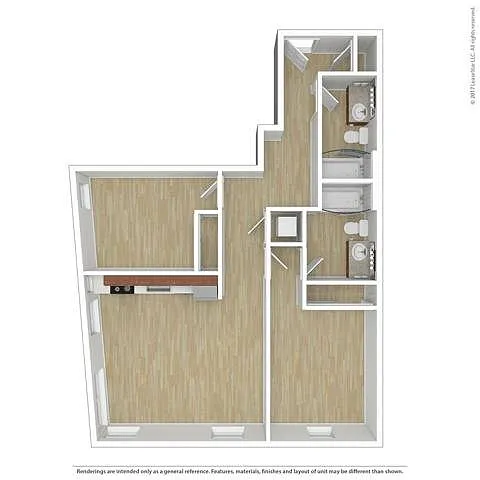Floor plan Two Bedroom Two Bath - 1007