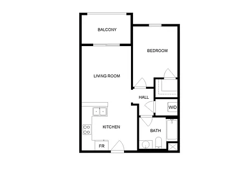 Floor plan One Bedroom, One Bathroom