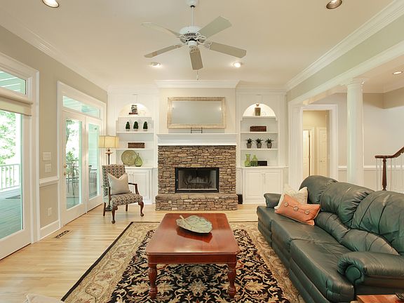 Stacked Stone Fireplace