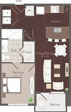 Asbury | 1 bedroom floor plan | Renovated Asbury | 1 bedroom floor plan | Renovated