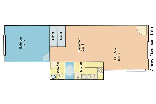 Floor plan 1 bed 1 bath Renovated