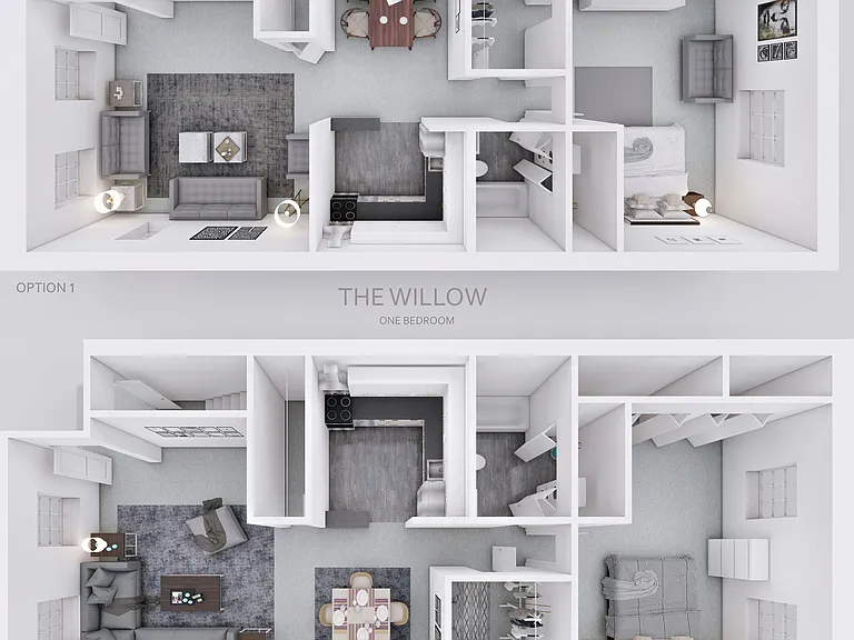 The Willow: One Bedroom Layout 2 Options at Willow Shores The Willow: One Bedroom Layout 2 Options at Willow Shores