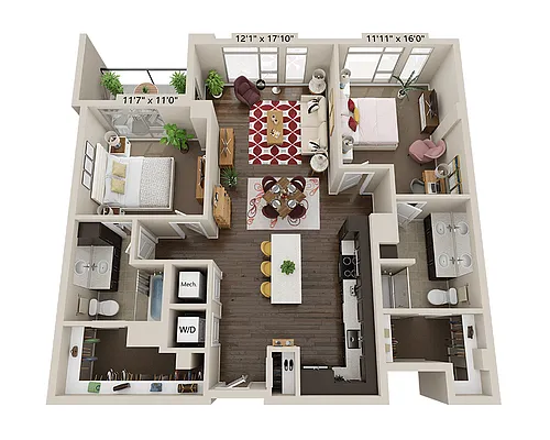 Floor plan Two Bedroom B2S