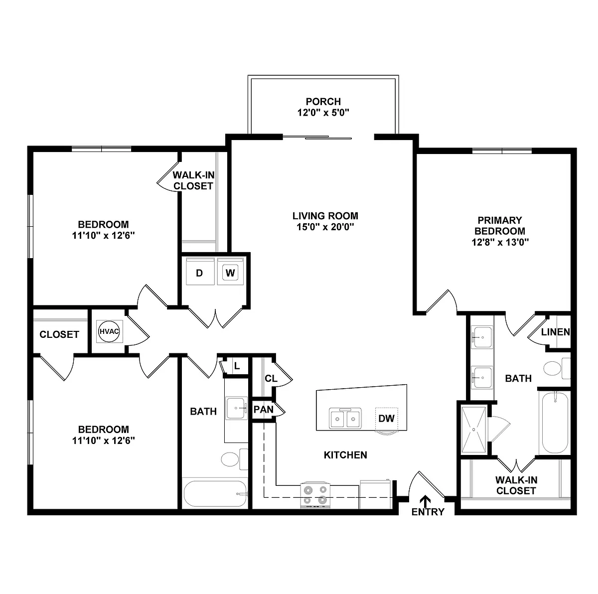 Floor plan 3 Bed/2 Bath-C1