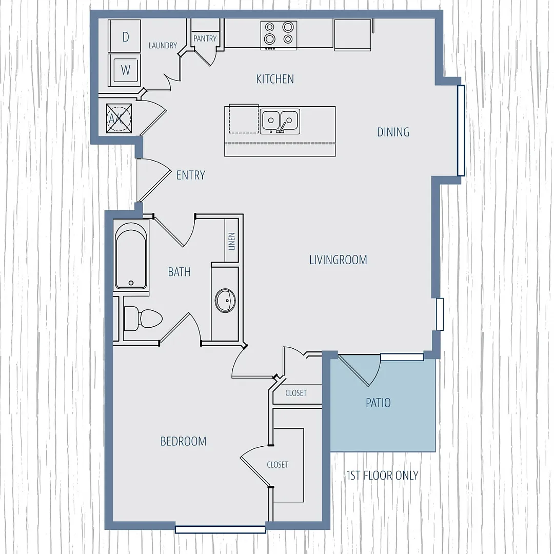 Floor plan Rouge - 1 Bedroom|1 Bath